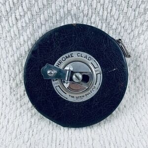Vintage Steel 100 Ft. Tape Measure The Lufkin Rule Co. Chrome Clad USA *READ*